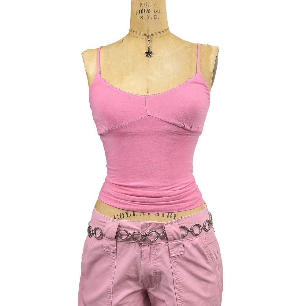 Y2K‎ Pink Cami Double Strap Empire Seam Fitted Babydoll Girly Flirty